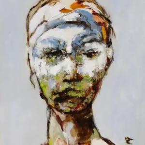 Versand Am Gleichen Tag J.J. Piezanowski: "Cendre et miels", neoexpressionistisches Porträt, Original/Unikat (A)