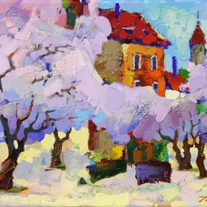 A. Larrett: "Frühling in der Stadt", Pleinairmalerei in Öl, Original/Unikat (A) Begrenztes Angebot