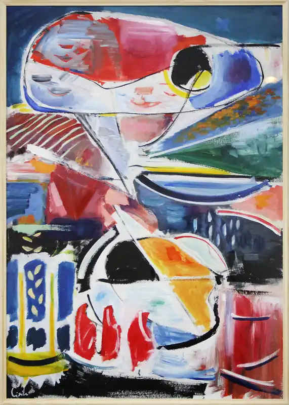 Abverkauf M. Cieśla: "Es gibt einen Ort in Italien, den Gardasee", Original/Unikat, expressionistisches Gemäld