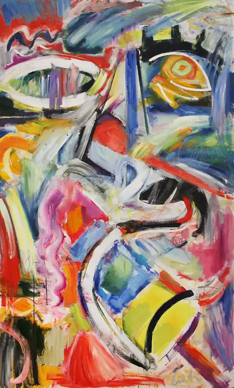 Ausverkauf M. Cieśla: "Porträt, das Mädchen mit dem Eis", Original/Unikat, Expressionistisches Ölgemälde
