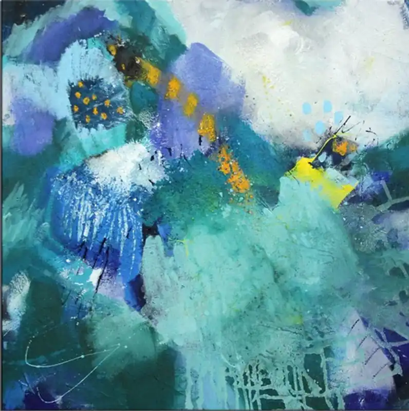 Acrylbilder abstrakt. M.Rick: "BLUE POPPY FIELD" (ri) Sonderangebot