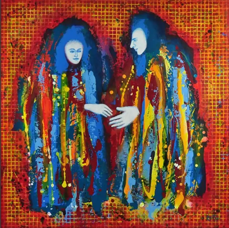 Abstrakte Acrylmalerei. L.Roth: "KONSPIRATION" Bestpreis
