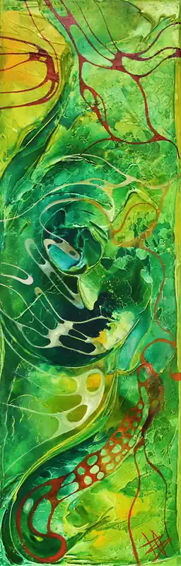 B. Ossowski: "Composition in green", Originalgemälde (Unikat) Versand Am Gleichen Tag