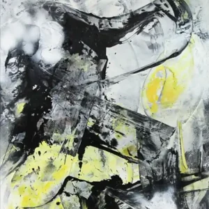 Abstrakte Acrylmalerei, C. Middendorf: "BLACK AND YELLOW I" Zertifiziert