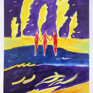 Versand Am Gleichen Tag M. Cieśla: "Drei Frauen", Original, Zeitgenössische Aquarellmalerei (Unikat) (A)