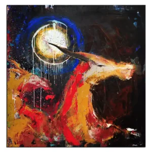 Acrylgemälde, C. David Schwartz: "DOS LLAMAS SALIENDO DEL CINE" Schneller Versand