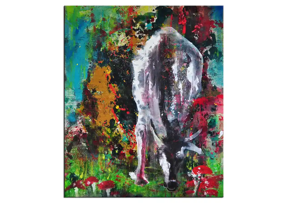 Acrylgemälde, C. David Schwartz: "HOLY COW" Solange Der Vorrat Reicht