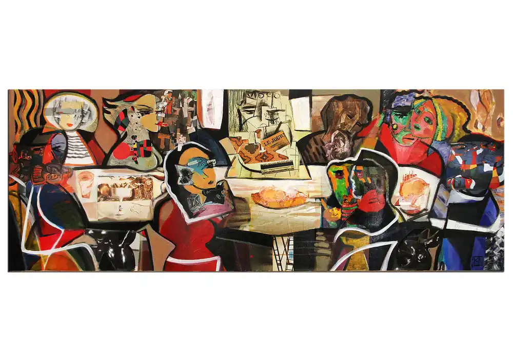 Sale Modernes Gemälde, K. Namazi: "Dinner with Friends III", Originalgemälde (Unikat) (A)