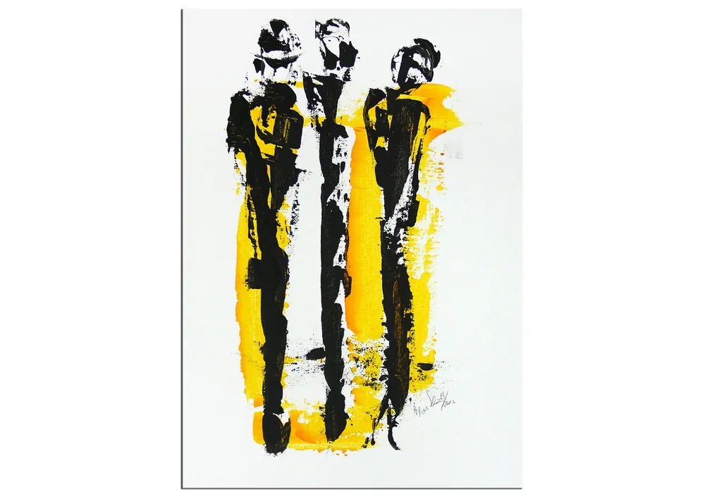 Echt Zeitgenössische Grafik/Malerei, Ilona Schmidt: "Stadtmenschen 8"