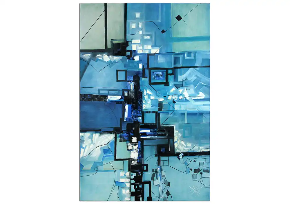 Rabatt Ölbild abstrakt, B. Ossowski: "Blue City", Originalgemälde (Unikat)