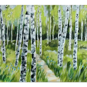 Begrenztes Angebot Modernes Acrylgemälde, M.Kühne: "Waldweg"