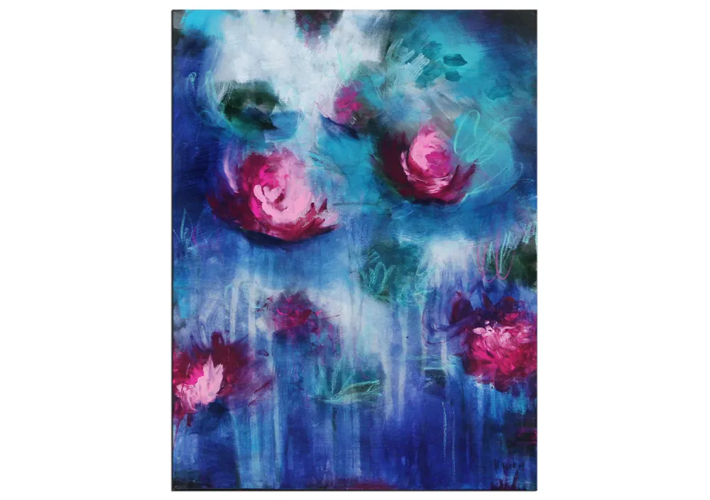 Top-Seller Abstrakte Acrylmalerei, M.Rick: "Seerosen"