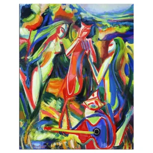Angebot Ölmalerei, Maciej Cieśla: "Waldgeister - Musiker 02.2019", Originalgemälde (Unikat)