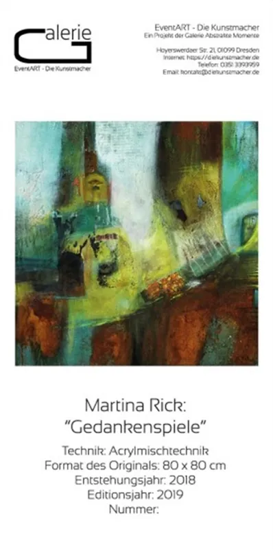 Sonderaktion Sonderedition, Monatsgemälde als Kunstdruck v. Martina Rick: "Gedankenspiele", Nr. 3/250