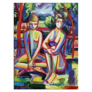 Expressionistische Acrylmalerei , Maciej Cieśla: "Zwei Mädchen in der Natur V" (A) Neue Ware