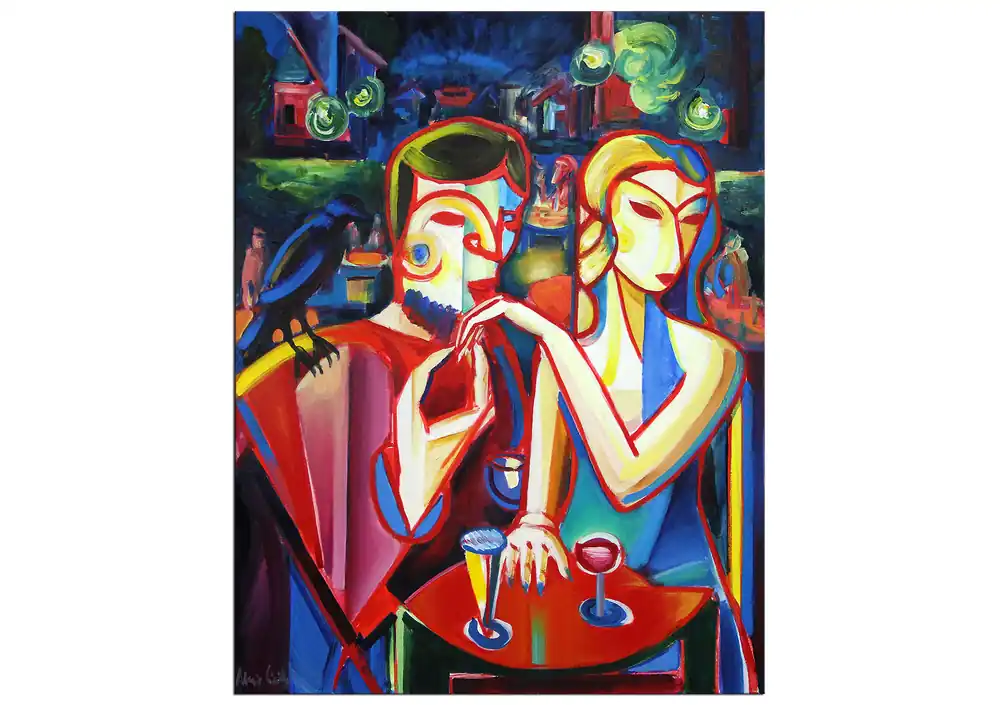 Kostenloser Rückversand Expressionistische Ölmalerei, Maciej Cieśla: "Der Verehrer III", Originalgemälde (Unikat)