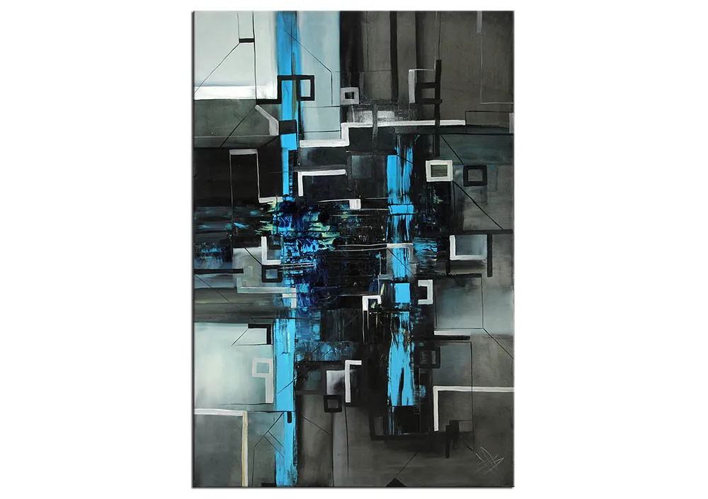 Geprüft Ölgemälde, B. Ossowski: "NIGHT CITY"