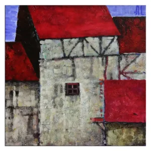 Acrylmalerei Bilder von Andy Larrett: "Rote Dächer" Neu Im Sortiment