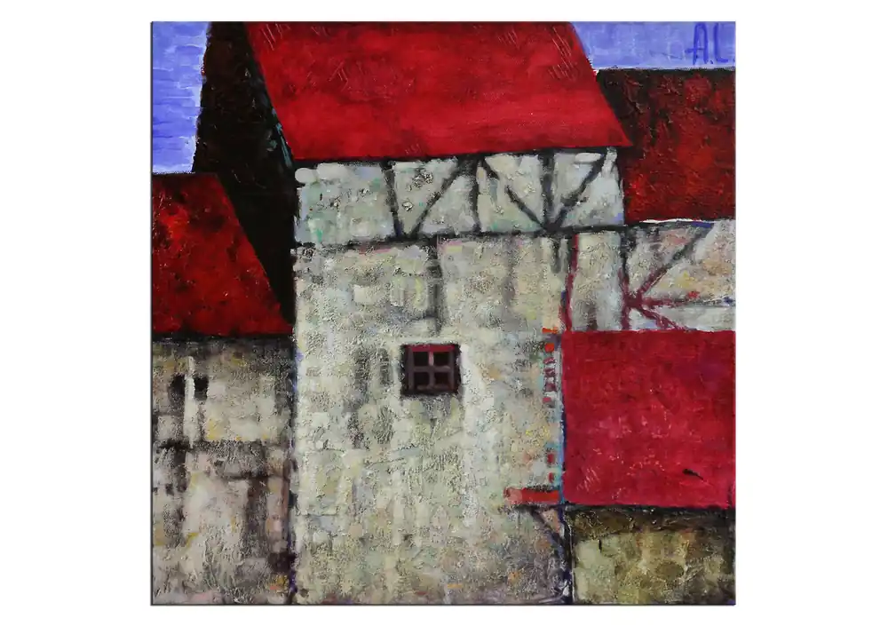 Acrylmalerei Bilder von Andy Larrett: "Rote Dächer" Neu Im Sortiment