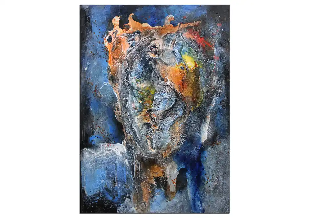 Expressive Acrylmalerei, I. Schmidt: "Gesichtslandschaft I" Direktkauf