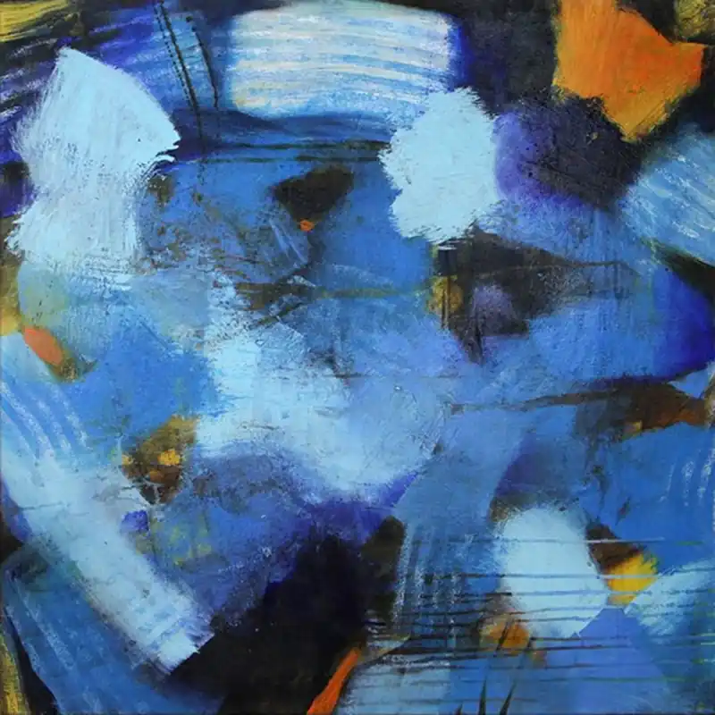 Acrylbilder abstrakt. M.Rick: "DANCING BLUE PATCHES" Abverkauf