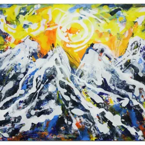 Acrylgemälde, L.Roth: "DIE BLAUEN BERGE" Aktuell