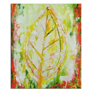 Acrylgemälde, L.Roth: "GREEN LEAF" Gratis Versand