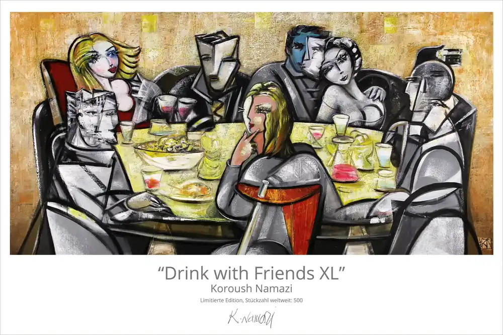 Preisknaller Limitierte Edition auf Papier, K. Namazi: "Drink with Friends XL", Fineartprint