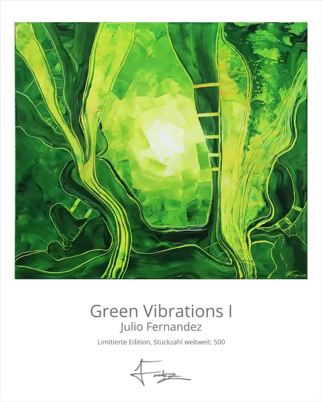 Direkt Vom Hersteller Limitierte Edition auf Papier, J. Fernandez "Green Vibrations I", Fineartprint, Kollektion E&K