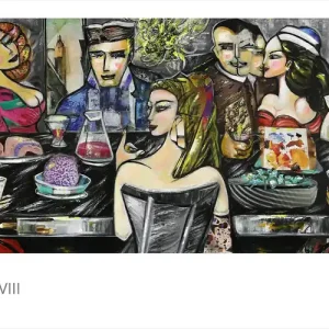Direkt Vom Hersteller Limitierte Edition auf Papier, K. Namazi: "Dinner with Friends VIII", Fineartprint, Kollektion E&K