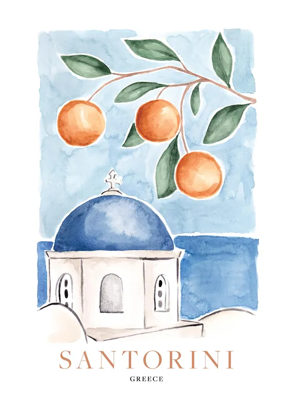 Aktuell Santorini Orangen Poster