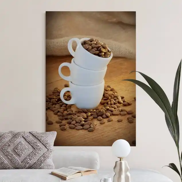 3 Espressotassen mit Kaffeebohnen II Akustikbild Abverkauf