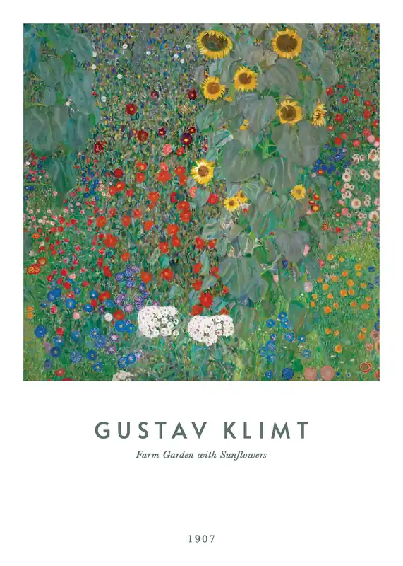 Zertifiziert Gustav Klimt - Bauerngarten mit Sonnenblumen Poster
