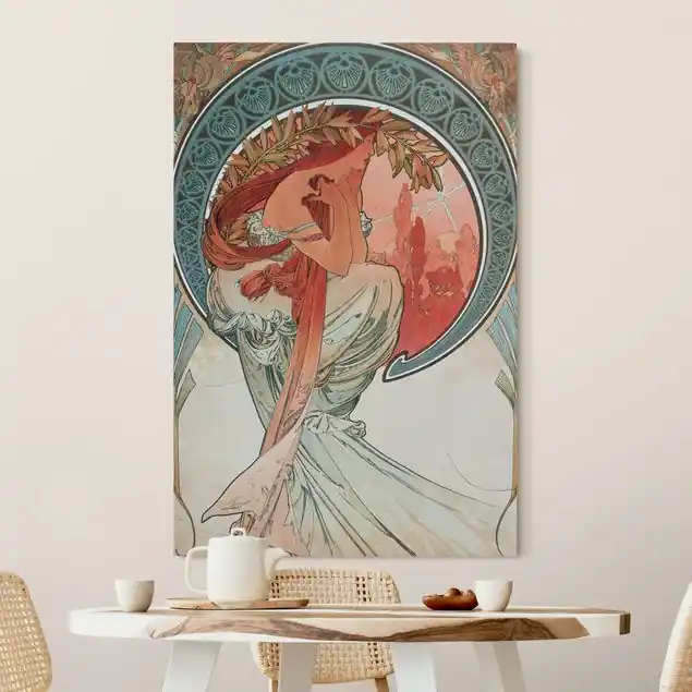 Alfons Mucha - Vier Künste - Die Poesie Akustikbild Kostenloser Versand