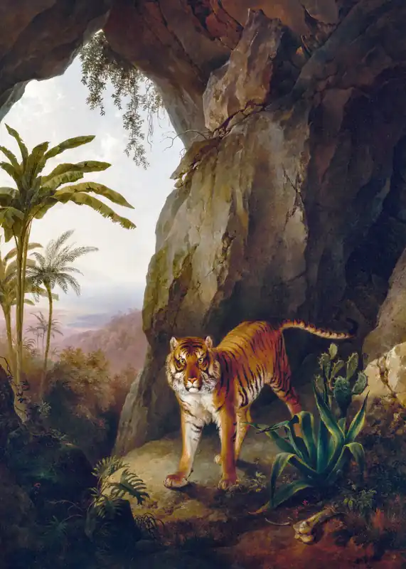 Aktuell Jacques–Laurent Agasse - Tiger in einer Höhle Poster