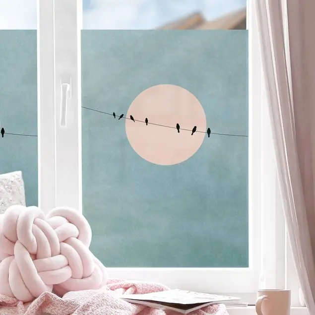 Zertifiziert Vögel vor rosa Sonne I Fensterfolie