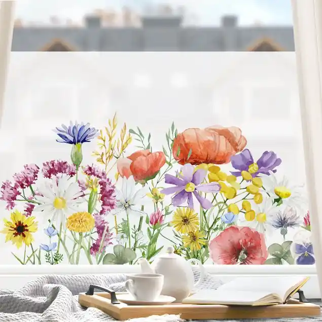 Aquarellierte Blumen Fensterfolie Aktuell