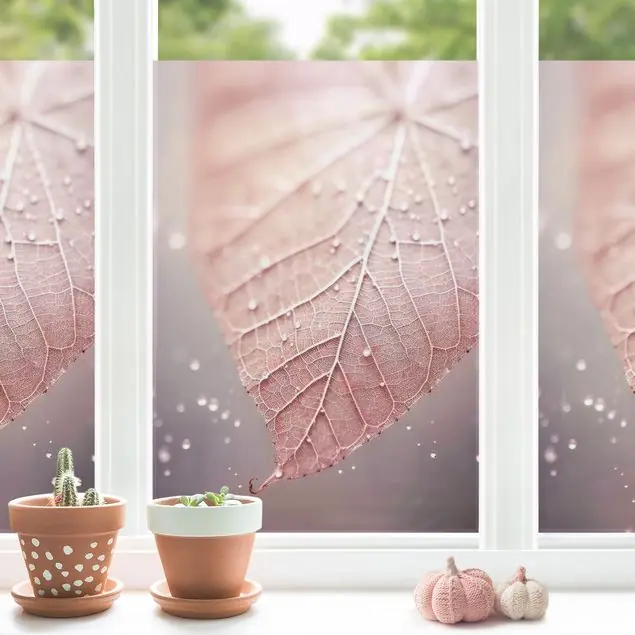 Direktkauf Rosa Blatt Close-Up Fensterfolie