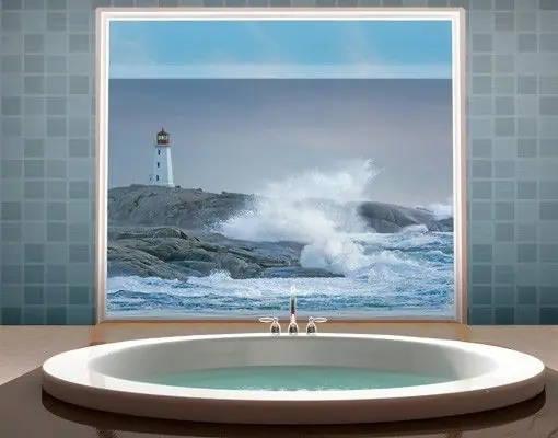 Sturmwellen am Leuchtturm Fensterfolie Sonderaktion