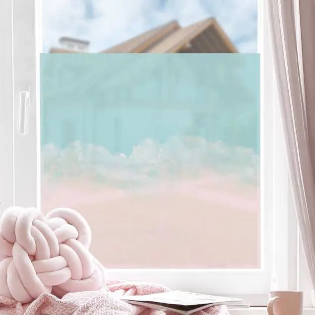 Wolkiges Farbspiel Rosa Türkis Fensterfolie Sonderaktion