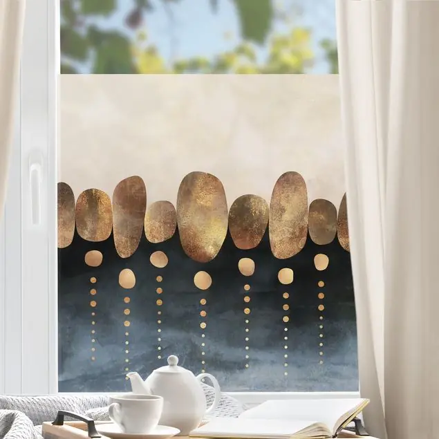 Abstrakte goldene Steine Fensterfolie Neu