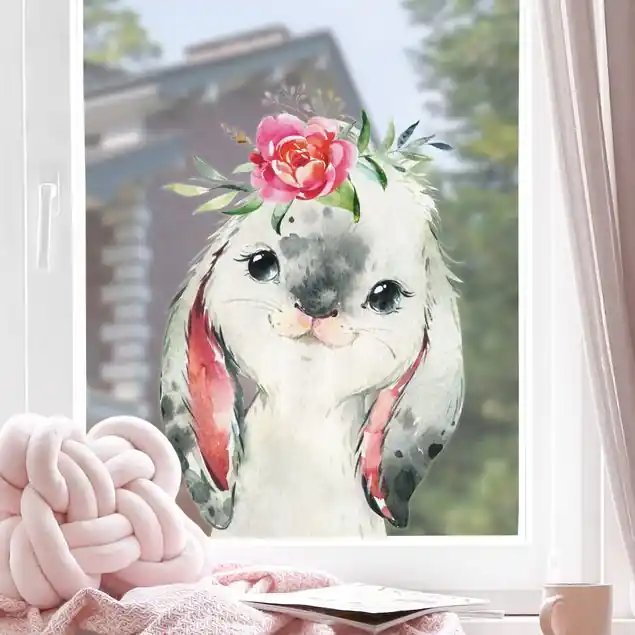 Garantierte Lieferung Aquarell - Hasenblick Fensteraufkleber