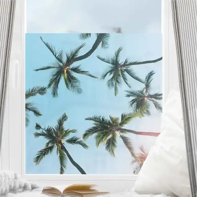 Kostenloser Rückversand Palmengiganten im Himmel Fensterfolie
