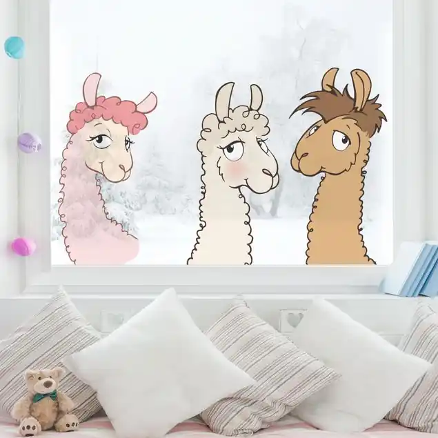 Top-Preis NICI Lama Köpfe Set Fensteraufkleber
