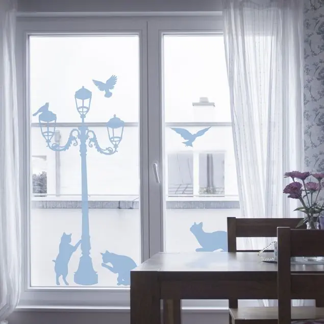 Sale No.RS67 Katzen und Laterne Fensteraufkleber