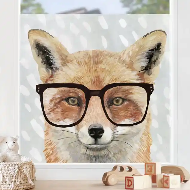 Mega-Angebot Bebrillte Tiere - Fuchs Fensterfolie