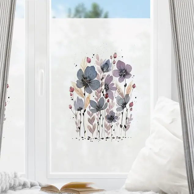 Esther Meinl - Violette Aquarell Blumen Fensterfolie Letzte Chance