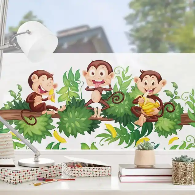 Affenfamilie Fensterfolie Neue Kollektion