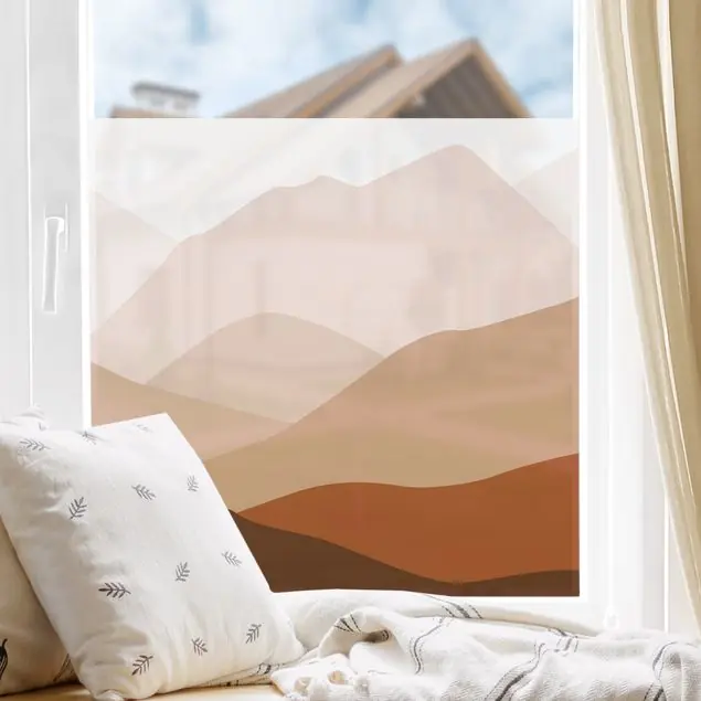 Neu Bergige Wüstenlandschaft Fensterfolie