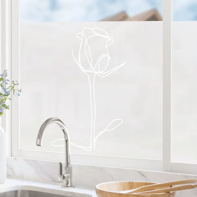 Line Art Rose Milchglasfolie Jetzt Kaufen